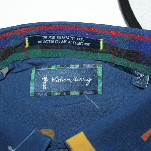 NEW Mens WILLIAM "Bill" MURRAY GOLF Happy Glamper SS Button Sport Shirt Size L - Picture 2 of 9